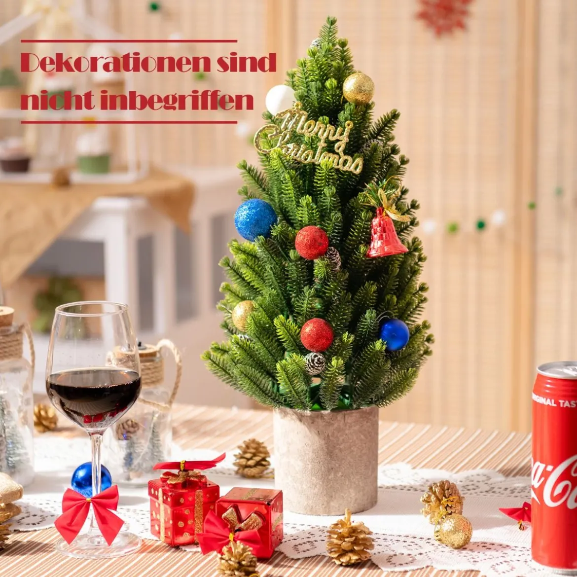 47 cm hoher realistischer Mini-WeihnachtsbaumKünstlicher Tisch-Weihnachtsbaum Grün