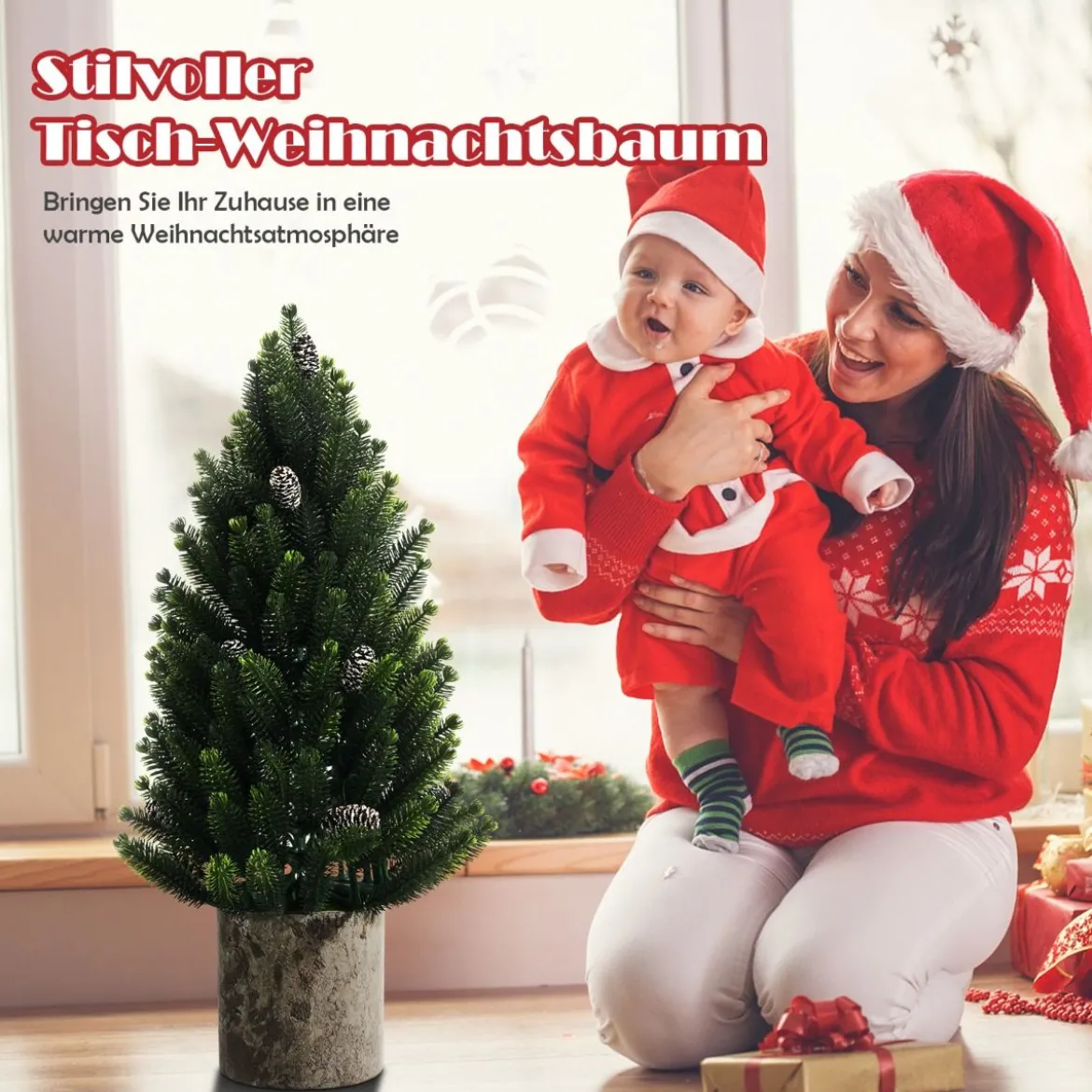 47 cm hoher realistischer Mini-WeihnachtsbaumKünstlicher Tisch-Weihnachtsbaum Grün