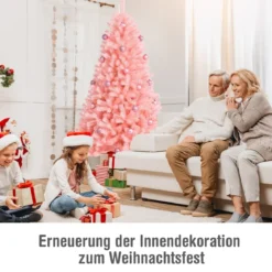 180 cm hoher rosa künstlicher Weihnachtsbaum mit rosa Ornamenten Tannenbaum Festtagsdekoration