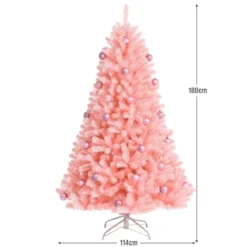 180 cm hoher rosa künstlicher Weihnachtsbaum mit rosa Ornamenten Tannenbaum Festtagsdekoration