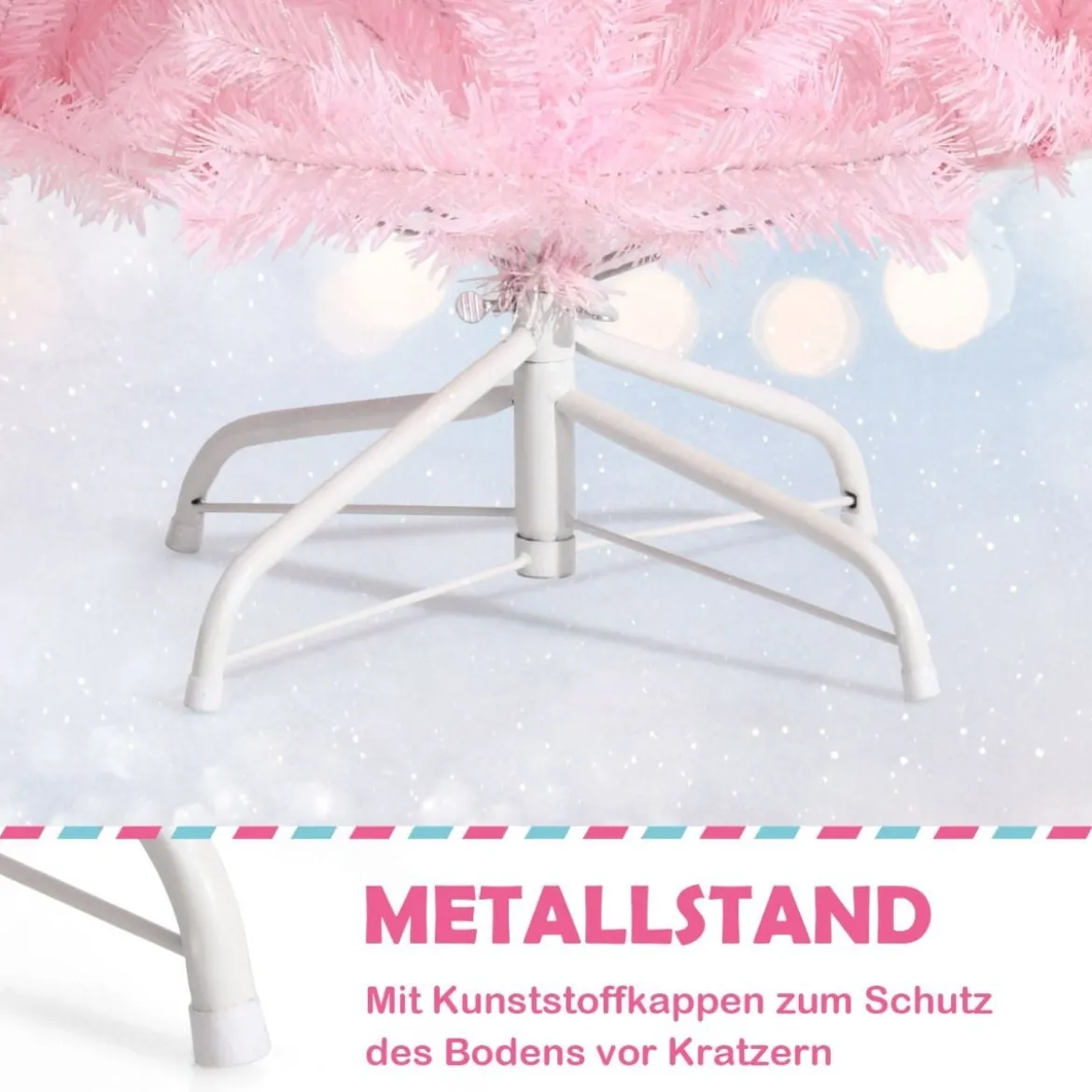 150 cm hoher rosa Weihnachtsbaum voller künstlicher Weihnachtsbaum mit buntem Glitzer