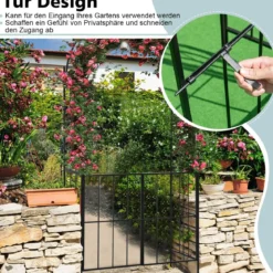 230 cm hoher Rosenbogen mit Tür aus Metall für Kletterpflanzen Gartenbogen