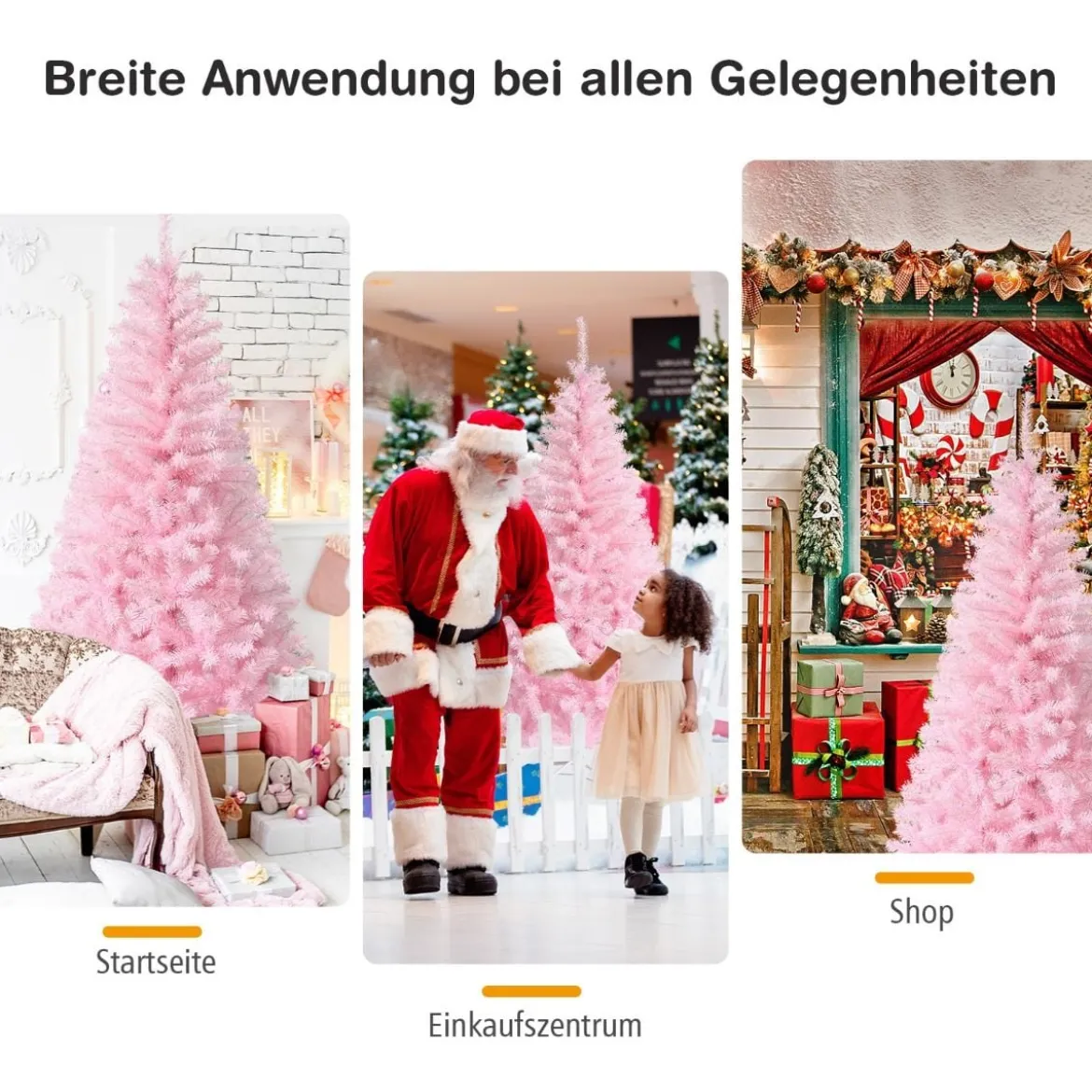 180 cm hoher schillernder künstlicher Weihnachtsbaum farbiges Pulver Christbaum Rosa