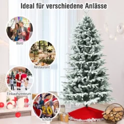 180 cm hoher verschneiter künstlicher Weihnachtsbaum mit Schnee Christbaum 1870 PVC&PE Zweigen