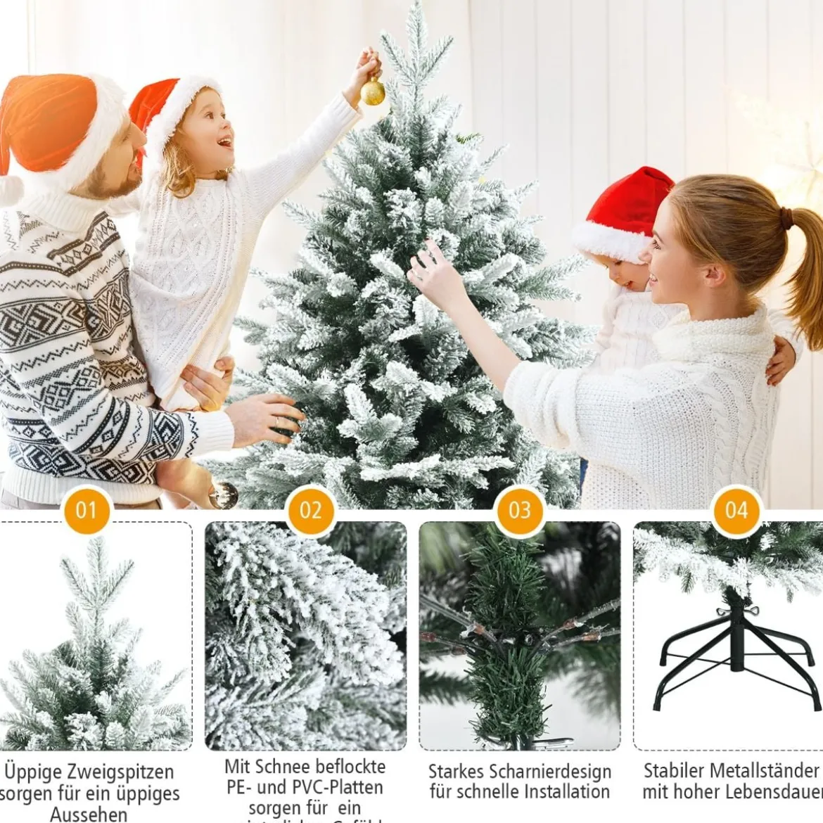 180 cm hoher verschneiter künstlicher Weihnachtsbaum mit Schnee Christbaum 1870 PVC&PE Zweigen