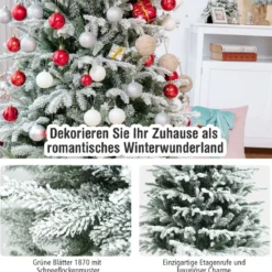 180 cm hoher verschneiter künstlicher Weihnachtsbaum mit Schnee Christbaum 1870 PVC&PE Zweigen