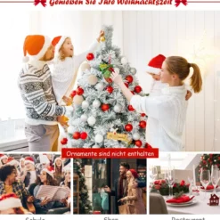180 cm Hoher Verschneiter Schlanker Weihnachtsbaum Künstlicher Weihnachtsbaum