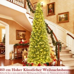 360 cm hoher vorgelichter künstlicher Weihnachtsbaum Schnellanschluss Indoor-Outdoor Weihnachtsdekoration Grün