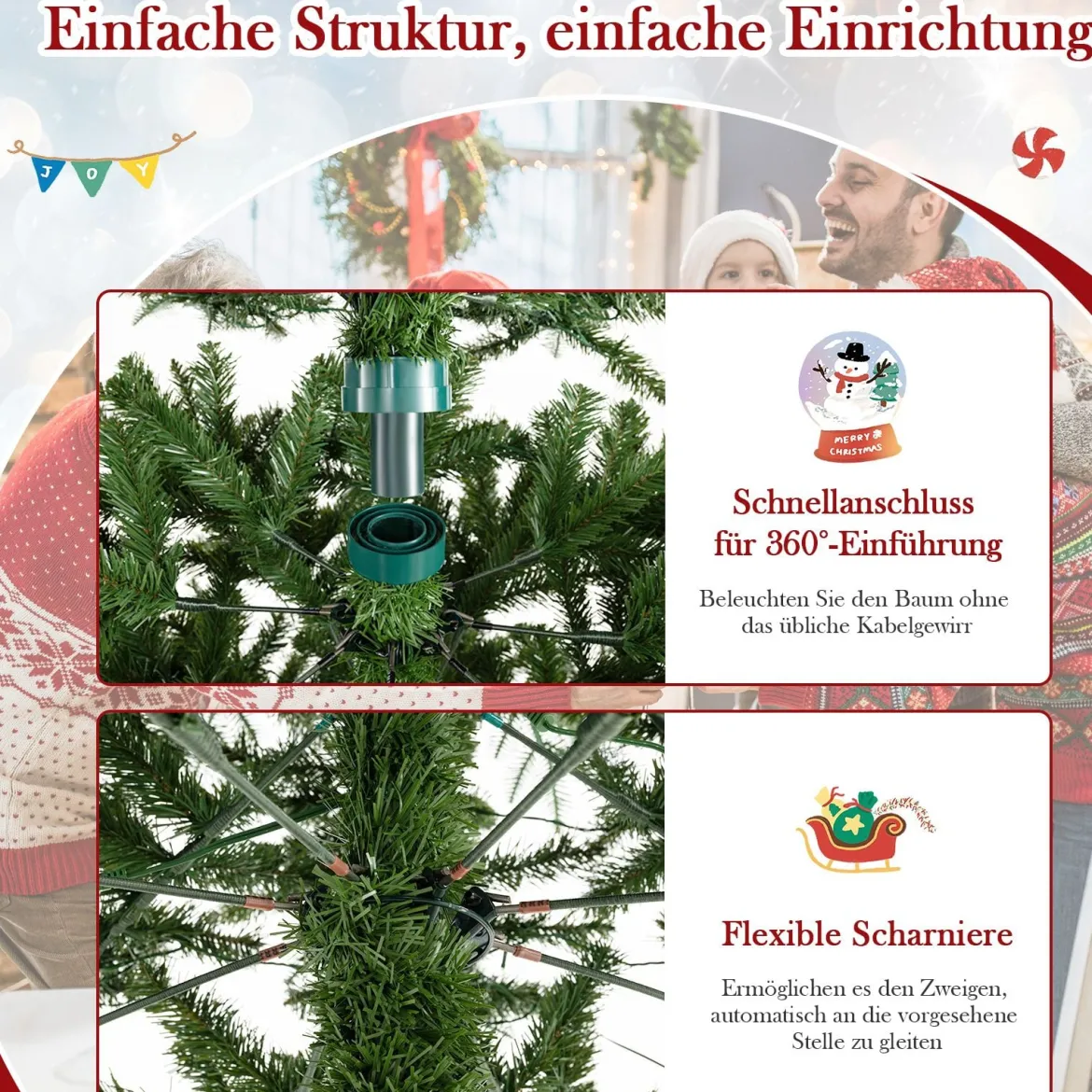 360 cm hoher vorgelichter künstlicher Weihnachtsbaum Schnellanschluss Indoor-Outdoor Weihnachtsdekoration Grün