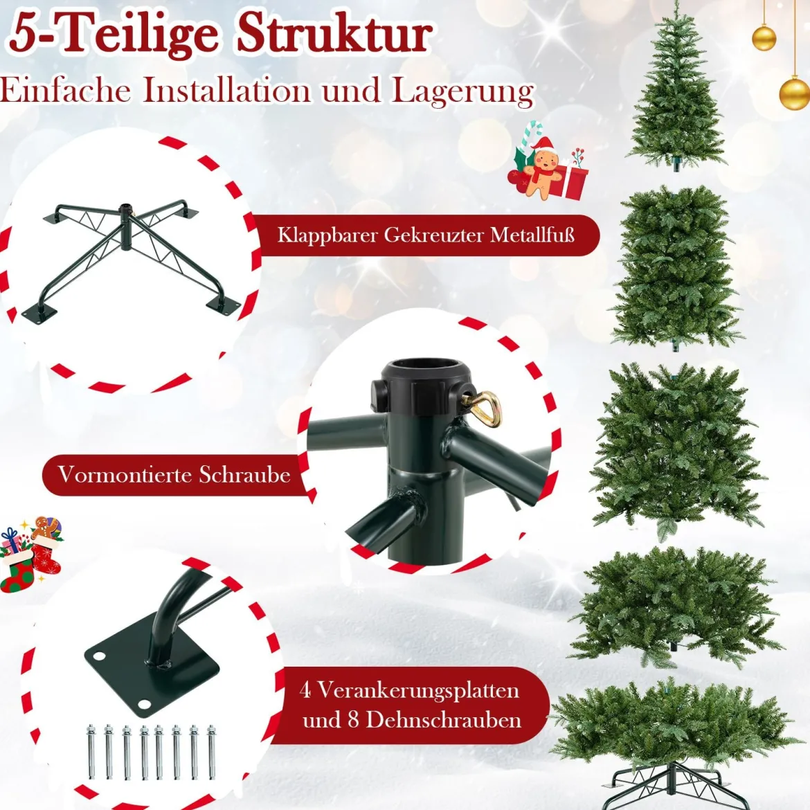 360 cm hoher vorgelichter künstlicher Weihnachtsbaum Schnellanschluss Indoor-Outdoor Weihnachtsdekoration Grün