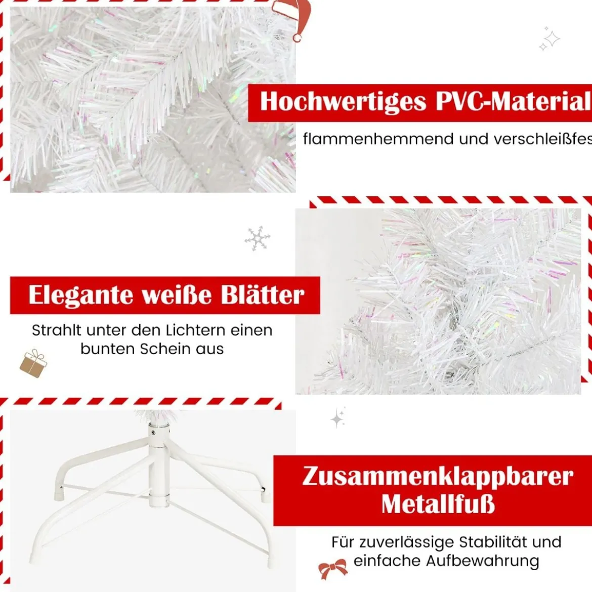 150 cm Hoher Weißer Künstlicher Weihnachtsbaum Scharnier-Weihnachtsbaum aus Premium-PVC
