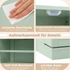 104 cm hohes Vorratsschrank Küchenschrank mit Türen & verstellbaren Regalen freistehendes Buffet-Sideboard Grün