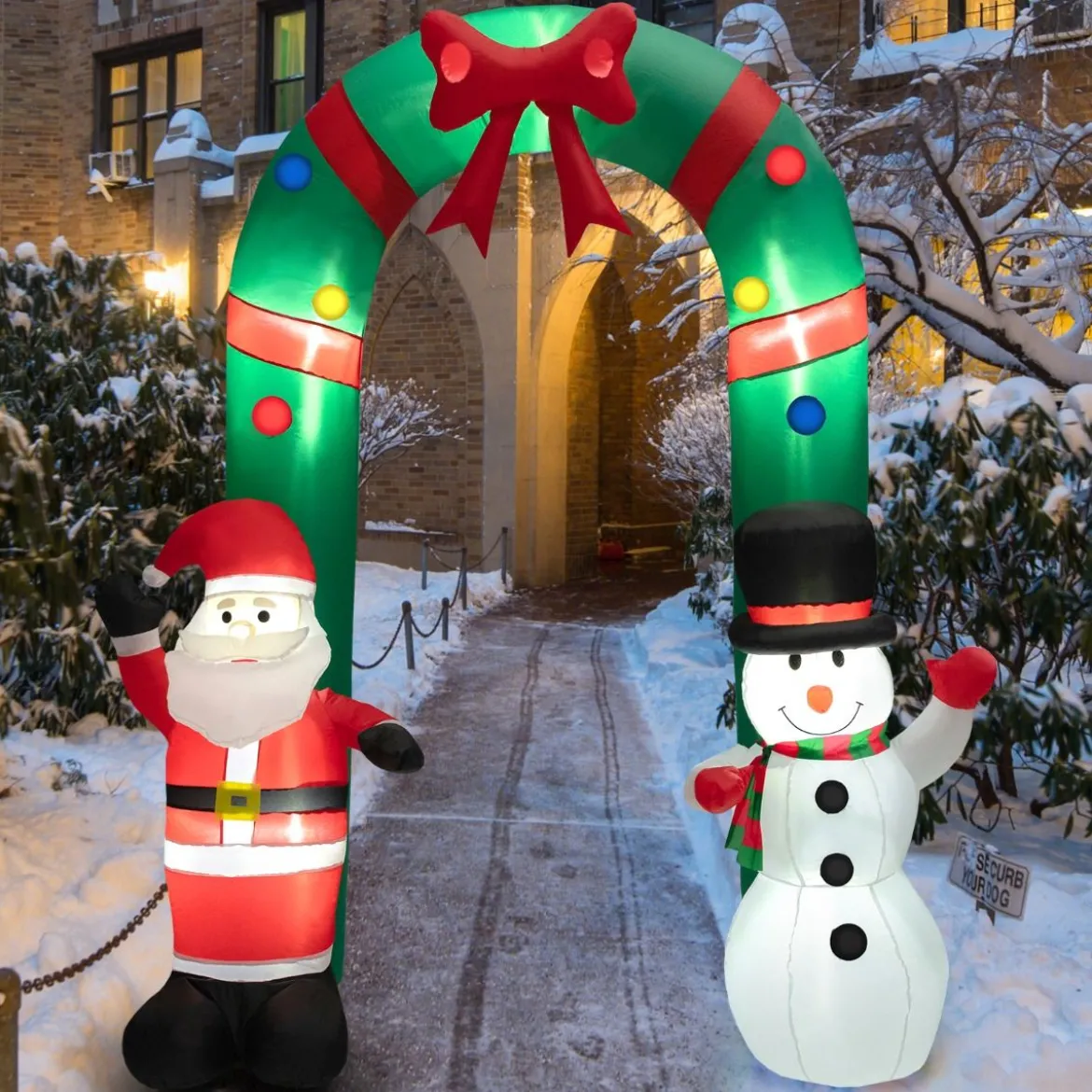 245 cm Hohe Weihnachts-Aufblasbare Torbogen mit Weihnachtsmann & Schneemann Dekoration