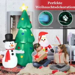 185 cm Hohe Weihnachtsdekoration zum Aufblasen Riesige Weihnachtskombination mit LED-Leuchten