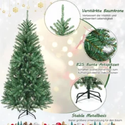 180 cm Hohe Weihnachtsfichte Feiertags-Weihnachtsbaum mit Metallständer Bunt