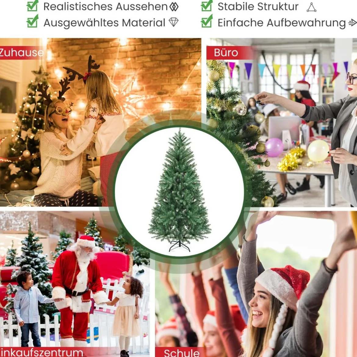 180 cm Hohe Weihnachtsfichte Feiertags-Weihnachtsbaum mit Metallständer Bunt