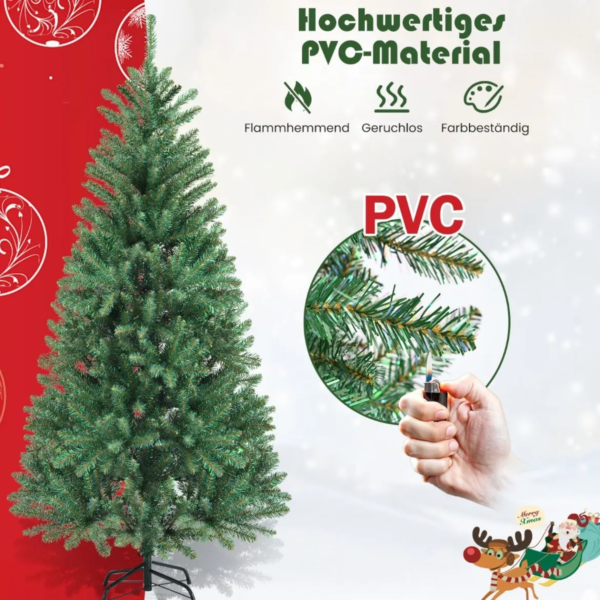 180 cm Hohe Weihnachtsfichte Feiertags-Weihnachtsbaum mit Metallständer Bunt