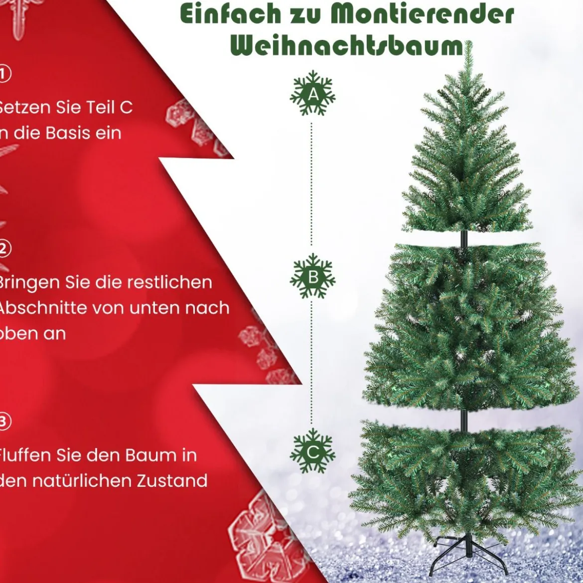 180 cm Hohe Weihnachtsfichte Feiertags-Weihnachtsbaum mit Metallständer Bunt