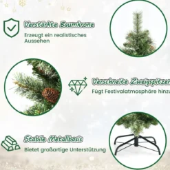 180 cm hohe Weihnachtstanne mit Kiefernzapfen künstlicher Weihnachtsbaum für Zuhause Grün