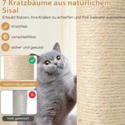 151cm Holz Kratzbaum mit 2-stöckigem Katzenhöhle & Hängematte Katzenbaum