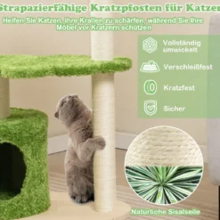 97 cm Katzenbaum mit Komplett Umwickelten Sisal-Kratzpfosten & Gepolstertem Top-Perch