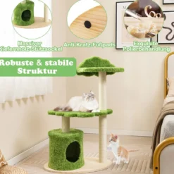 97 cm Katzenbaum mit Komplett Umwickelten Sisal-Kratzpfosten & Gepolstertem Top-Perch