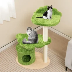 97 cm Katzenbaum mit Komplett Umwickelten Sisal-Kratzpfosten & Gepolstertem Top-Perch