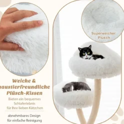 178 cm Katzenbaum mit Sisal-Kratzsäulen & 3 Warmen Liegeflächen & Plüschbälle