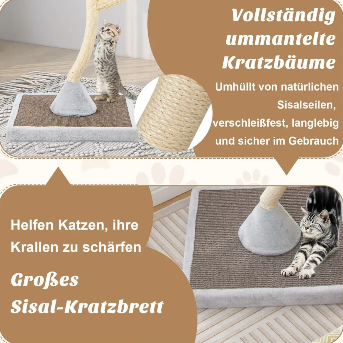178 cm Katzenbaum mit Sisal-Kratzsäulen & 3 Warmen Liegeflächen & Plüschbälle