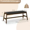 127cm Kautschukholz Sitzbank mit Sitzkissen aus Kunstleder Esszimmerbank Polsterbank Walnuss