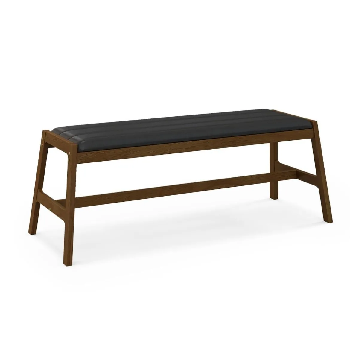 127cm Kautschukholz Sitzbank mit Sitzkissen aus Kunstleder Esszimmerbank Polsterbank Walnuss