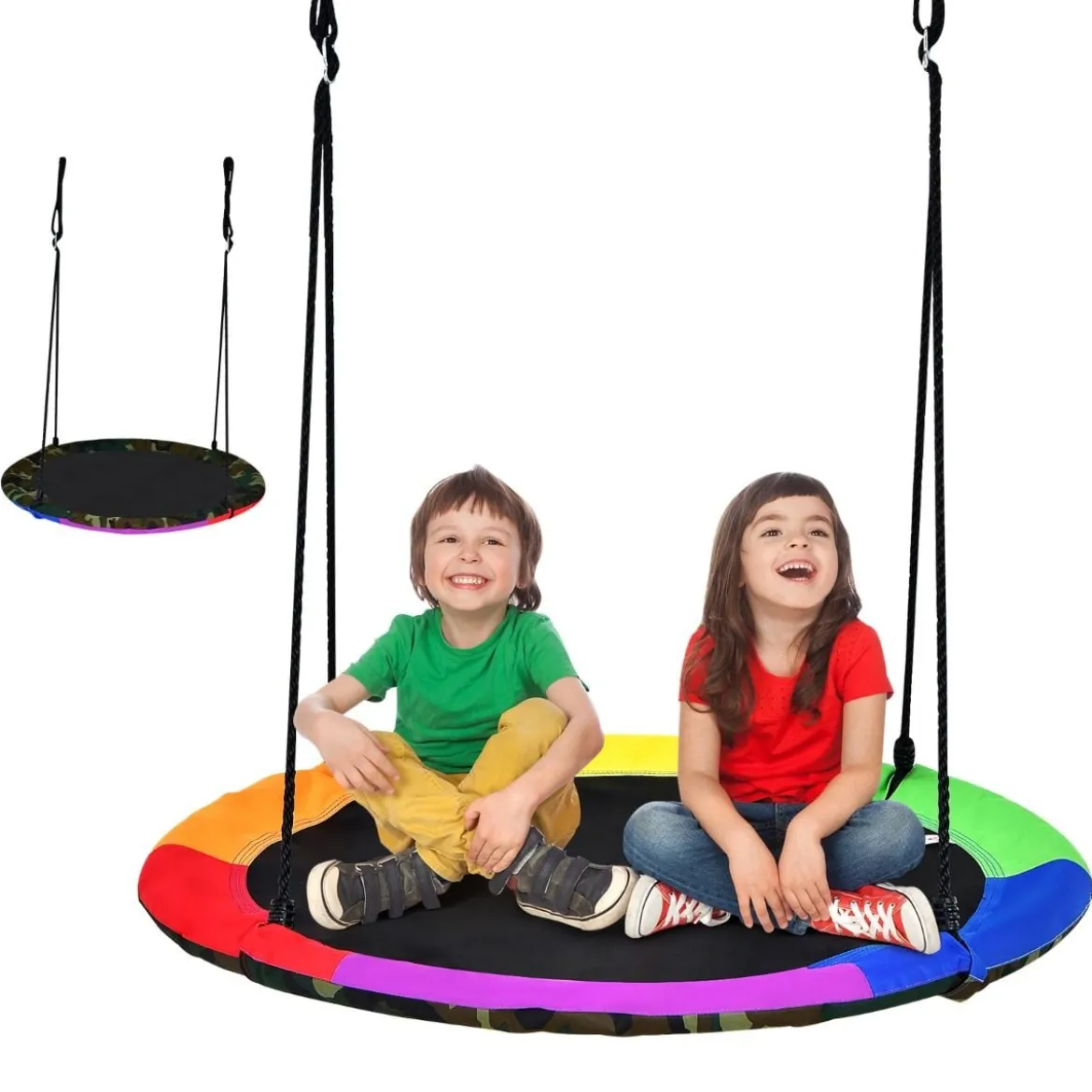 Ø100 cm Kinder Baumschaukel doppelseitige Farbe Nestschaukel Bunt + Tarnung