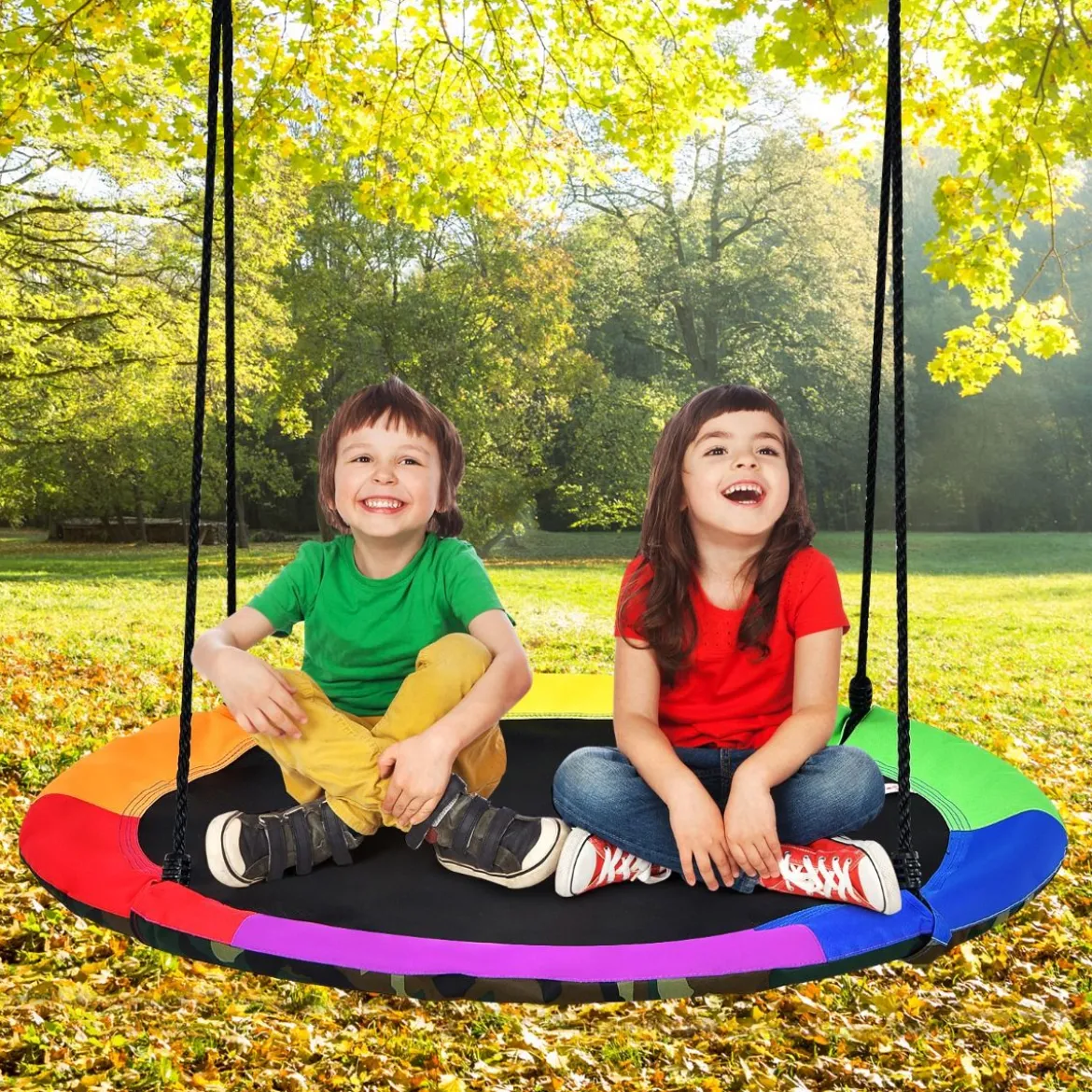 Ø100 cm Kinder Baumschaukel doppelseitige Farbe Nestschaukel Bunt + Tarnung
