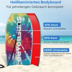 84 cm Kinder Bodyboard mit EPS-Kern & XPE-Deck & HDPE-Unterseite & Handgelenkschlaufe Surfboard