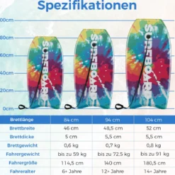 84 cm Kinder Bodyboard mit EPS-Kern & XPE-Deck & HDPE-Unterseite & Handgelenkschlaufe Surfboard