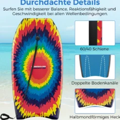 104 cm Kinder Bodyboard mit EPS-Kern & XPE-Deck & HDPE-Unterseite & Handgelenkschlaufe Explosionsmuster