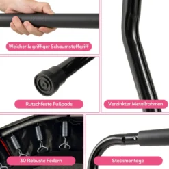 Ø102 cm Kinder Trampolin Fitness-Trampolin Indoor mit abnehmbarer Haltegriff Minitrampolin bis 100 kg belastbar Rosa