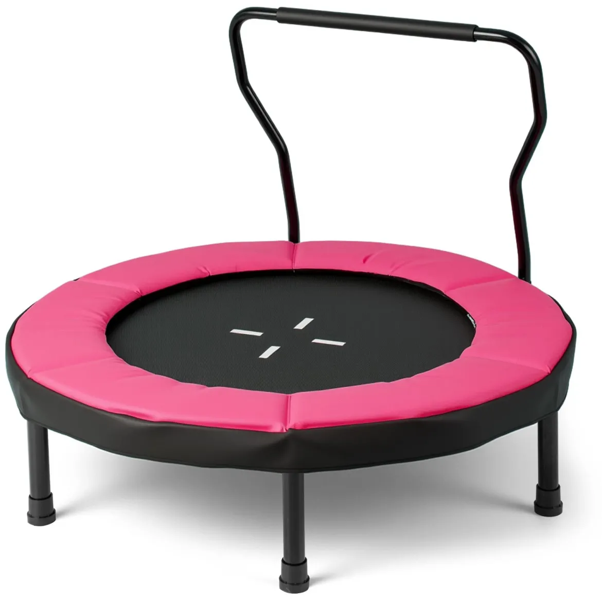 Ø102 cm Kinder Trampolin Fitness-Trampolin Indoor mit abnehmbarer Haltegriff Minitrampolin bis 100 kg belastbar Rosa