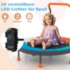 Ø90 cm Kindertrampolin mit LED Beleuchtung & Griff & Tragetasche Mini Trampolin Hellblau