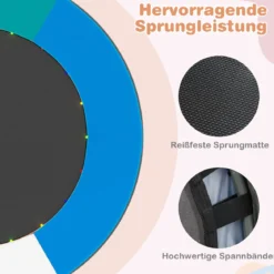 Ø90 cm Kindertrampolin mit LED Beleuchtung & Griff & Tragetasche Mini Trampolin Hellblau