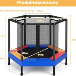 Ø122 cm Kinder-Trampolin Outdoor- & Indoor-Trampolin mit Sicherheitsnetz Blau + Schwarz
