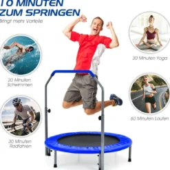 Ø101 cm klappbares Mini-Trampolin Fitness-Trampolin mit höhenverstellbarm Haltegriff