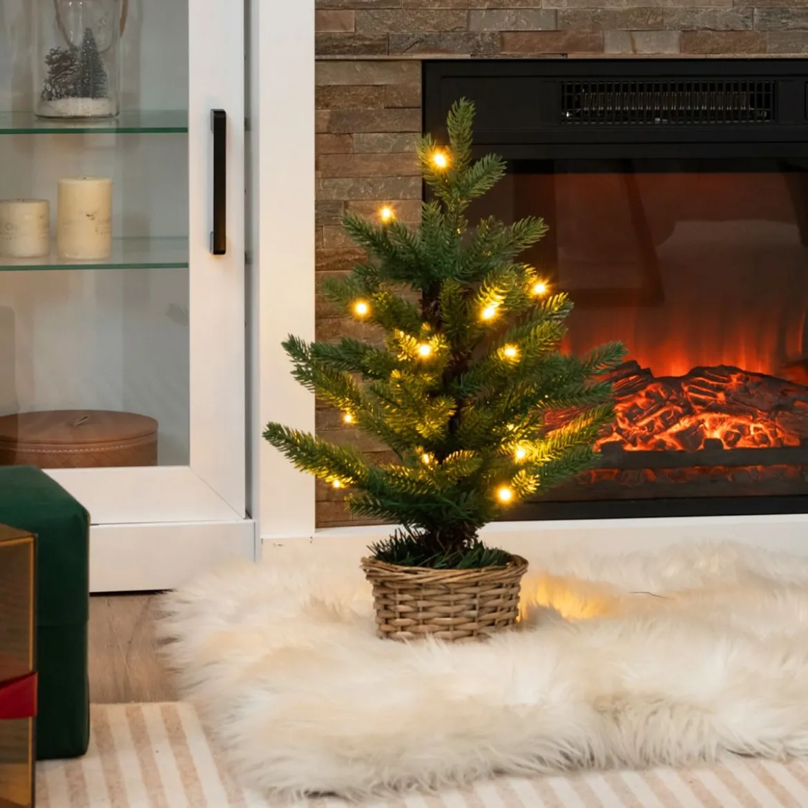48cm kleiner Weihnachtsbaum beleuchteter Mini Weihnachtsbaum Christbaum für Haus Büro