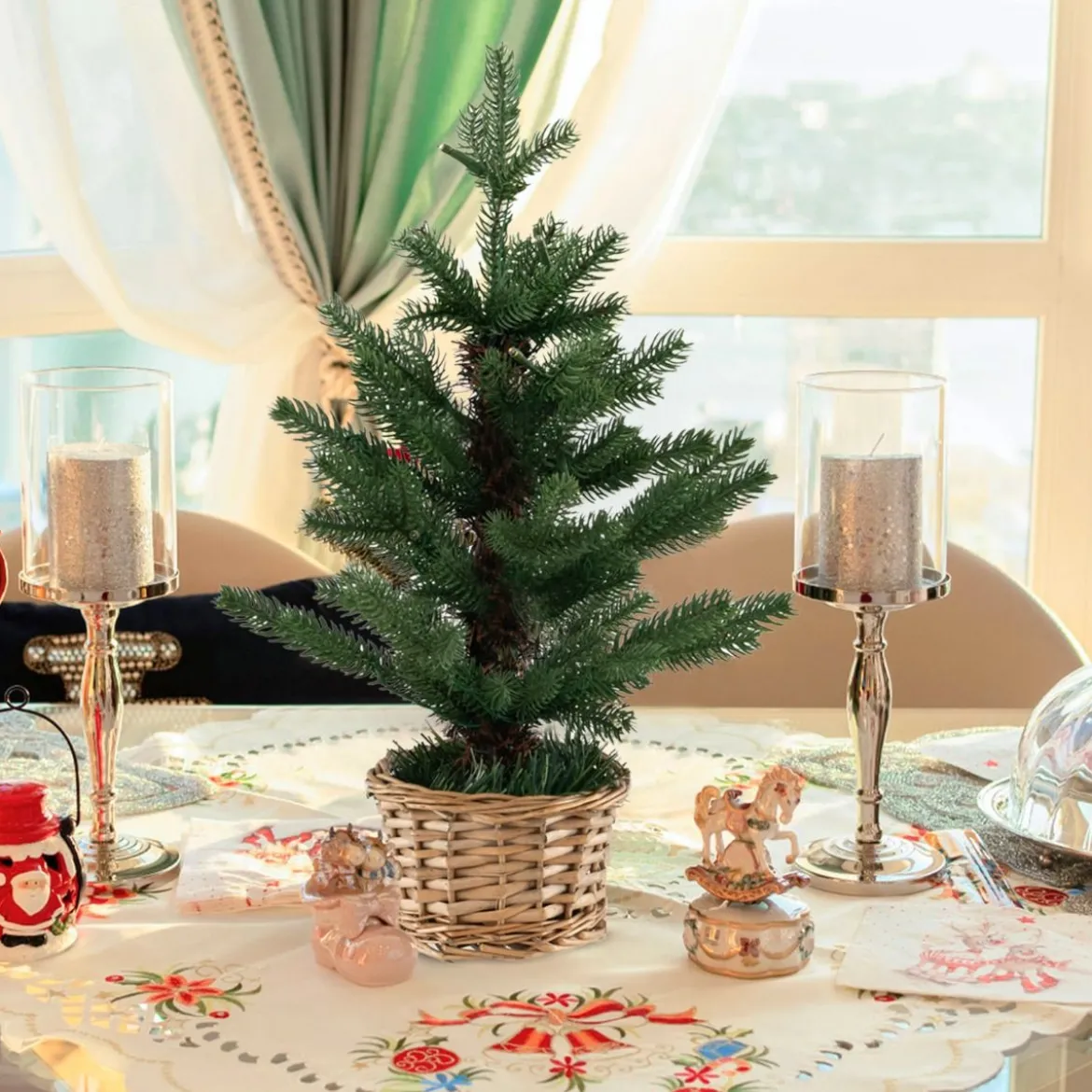 48cm kleiner Weihnachtsbaum beleuchteter Mini Weihnachtsbaum Christbaum für Haus Büro