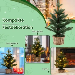48cm kleiner Weihnachtsbaum beleuchteter Mini Weihnachtsbaum Christbaum für Haus Büro