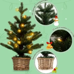 48cm kleiner Weihnachtsbaum beleuchteter Mini Weihnachtsbaum Christbaum für Haus Büro