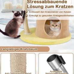 83cm klein Kratzbaum mit Katzenhöhle & Sisal-Kratzpfosten & Spielzeug & Kissen Katzenbaum