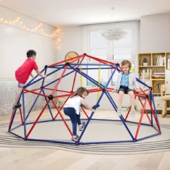 Ø 305cm Kletterkuppel mit Schaukel Klettergerüst in Kuppelform Kletterleiter 363 kg Belastbar Rot