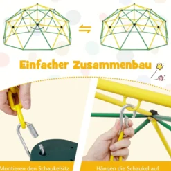 Ø 305cm Kletterkuppel mit Schaukel Klettergerüst zum Schaukeln & Klttern Grün + Gelb
