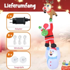 308 cm Klettternder Weihnachtsmann & Rentier & Schneemann Hängende Aufblasbare Weihnachtsdeko